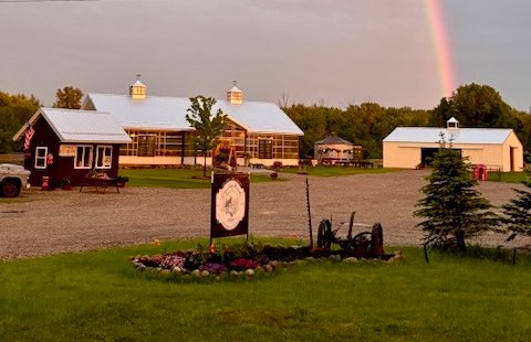 Rainbow over farm